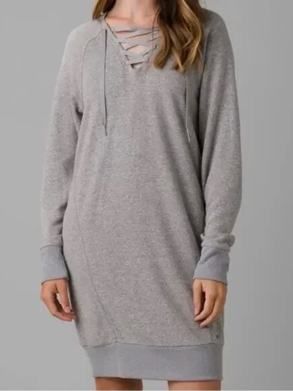 Prana Cozy up Terry Dress Heather Gray size XL